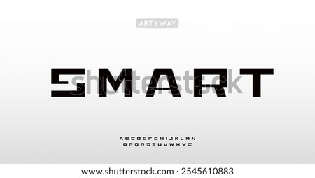 Squared futuristic typeface, minimal geometric letters, cyber modern font for tech headline, digital innovation branding, gaming logotype, spacetech typographic design. Vector typeset.