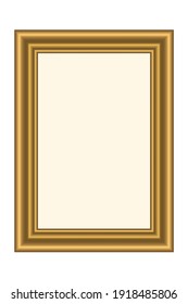 Squared golden vintage wooden frame for your design. Vintage cover. Place for text. Vintage antique gold beautiful rectangular frames  for paintings or photographs. Template vector illustration.