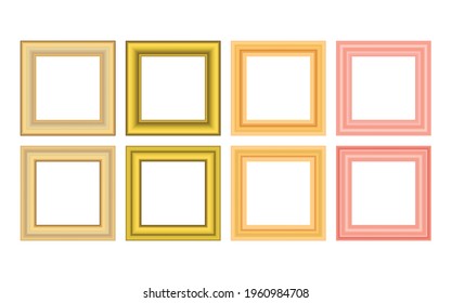 Squared golden vintage wooden frame for your design. Vintage cover. Place for text. Vintage antique gold beautiful rectangular frames. Template vector illustration.