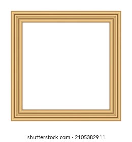 Squared golden vintage wooden frame for your design. Vintage cover. Place for text. Vintage antique gold beautiful rectangular frames. Template vector illustration.