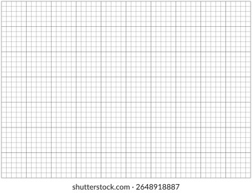 Squared grid paper. Notebook sheet wide blank. Mathematics, typography  pattern for making notebooks production for school. Education backdrop. Black mesh thin graphic texture.