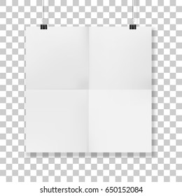 Squared hanged folded Paper Sheet. Vector