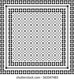 Squared keffiyeh vector pattern with fantasy geometric motif. Traditional Middle Eastern headdress. Black and white. Backgrounds & textures shop.