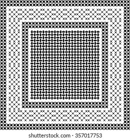 Squared keffiyeh vector pattern with three types of geometric motif. Traditional Middle Eastern headdress. Black and white. Backgrounds & textures shop.
