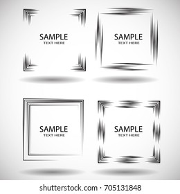 Squared Logo with lines.Square unusual icon Design .frame with Vector stripes for images.