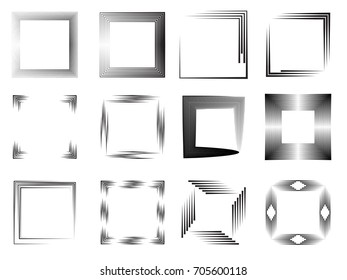 Squared Logo with lines.Square unusual icon Design .frame with Vector stripes for images.