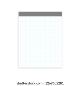 Squared Note Paper Block, Realistic Vector Mock-up. Letter Size Cross Section Writing Pad With Tear Off Sheets, Mockup