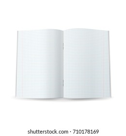 Squared Notebook Paper Vector. Realistic 3d Mock Up Isolated Illustration