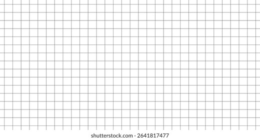 Squared notebook seamless pattern. Black grid texture. Vector grid notebook Paper for Composition for School Students, mathematics, Science, Engineering, Journal, Daily Charts, Drawing for Graphing.