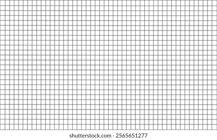 Squared notebook seamless pattern. square graph line page, mockup empty squared Grey grid texture. School notebook for mathematics. Grid paper sheet. isolated on white background. Vector illustration.