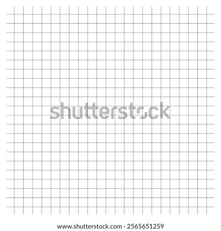Squared notebook seamless pattern. square graph line page, mockup empty squared Grey grid texture. School notebook for mathematics. Grid paper sheet. isolated on white background. Vector illustration.