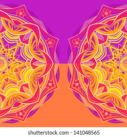 Squared ornamental floral paisley pattern. Good design for bandanna, carpet, shawl, pillow or cushion