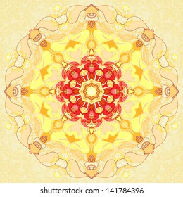 Squared ornamental floral paisley pattern. Good design for bandanna, carpet, shawl, pillow or cushion