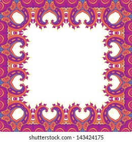 Squared ornamental floral paisley pattern. Good design for bandanna, carpet, shawl, pillow or cushion