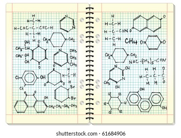 Squared pad with chemical formulas - vector illustration