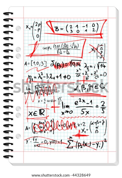Squared pad with mathematical formulas -\
vector illustration