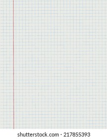 Squared paper from a notebook in mathematics. Exercise book in a cage. Vector illustration.