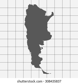 Squared Paper with the Shape of the Country of   Argentina