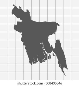 Squared Paper with the Shape of the Country of   Bangladesh