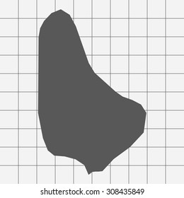 Squared Paper with the Shape of the Country of Barbados