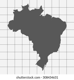 Squared Paper with the Shape of the Country of   Brazil