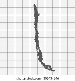 Squared Paper with the Shape of the Country of   Chile