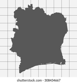 Squared Paper with the Shape of the Country of   CoteDivoire