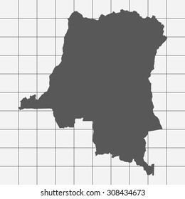 Squared Paper with the Shape of the Country of   DemRepublicCongo