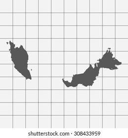 Squared Paper with the Shape of the Country of Malaysia