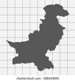 Squared Paper with the Shape of the Country of   Pakistan