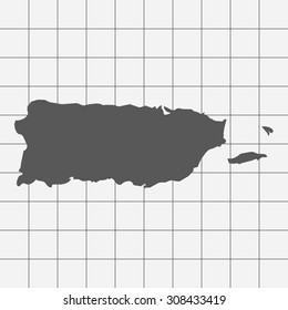 Squared Paper with the Shape of the Country of   PuertoRico