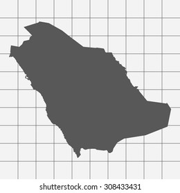 Squared Paper with the Shape of the Country of   Saudi Arabia