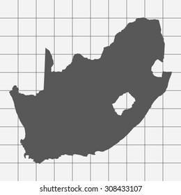 Squared Paper with the Shape of the Country of   South Africa