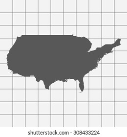 Squared Paper with the Shape of the Country of United States of America
