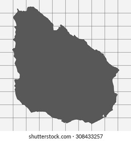 Squared Paper with the Shape of the Country of Uruguay