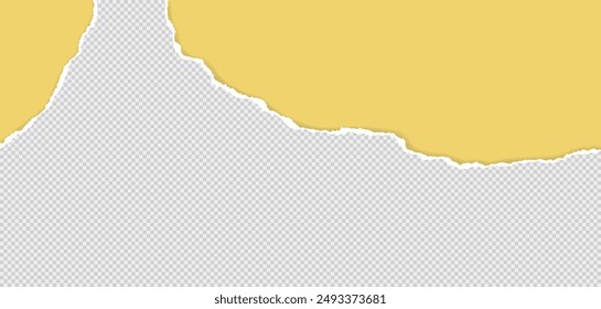 Squared paper strip with torn edges and soft shadow is on yellow background for text or ad.