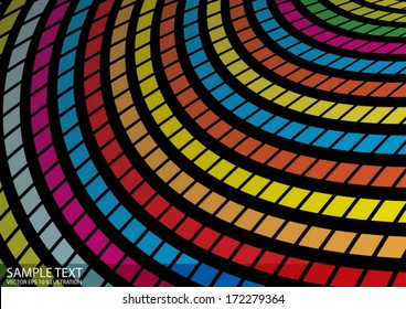  Squared rainbow arc background illustration - Vector line art in rainbow colors