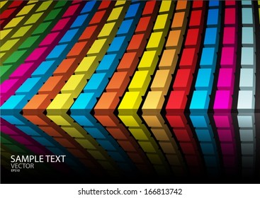 Squared rainbow color vector background template - Techno vector background illustration