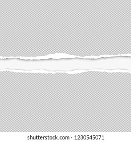 Squared ripped grey paper for text or message are on white background. Vector illustration