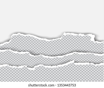 Squared ripped horizontal paper strips for text or message on white vector background