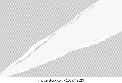 Squared ripped paper strips for text or message on white background