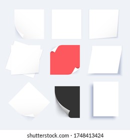 Aufkleber mit Quadratur, einzeln auf weißem Hintergrund. Papier gruppiert und überlegt, leicht zu bearbeiten und in verschiedene Richtungen zu bewegen. Vektorgrafik