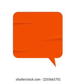 Burbuja de pensamiento al cuadrado con papel arrugado, pegatina pegada con espacio de copia para frase o texto. Cartel aislado para los diálogos. Vector de estilo realista