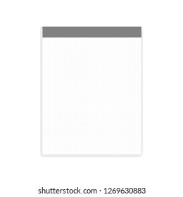 Squared White Note Paper Block, Realistic Vector Mock-up. Letter Size Writing Pad With Tear Off Sheets, Mockup