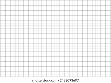 Squared wide black grid paper. Mathematics pattern. Notebook sheet blank. Typography template for making notebooks production, for school. Education backdrop. Black grid texture on white background.