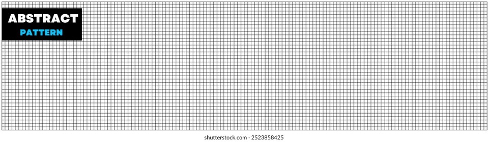 Squared wide black grid paper. Mathematics pattern. Notebook sheet blank. Typography template for making notebooks production, for school. Education backdrop. Black grid texture on white background.