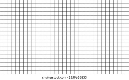 Squared wide black grid paper. Mathematics pattern. Notebook sheet blank.