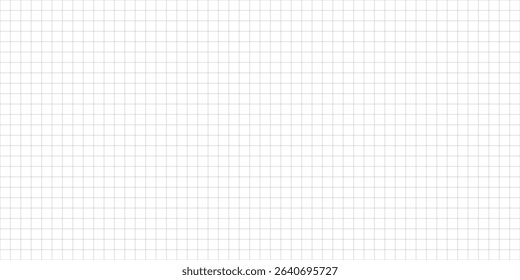 Squared wide black grid paper. Mathematics pattern. Notebook sheet blank. Typography template for making notebooks production, for school. Education backdrop. Black grid texture on white background.