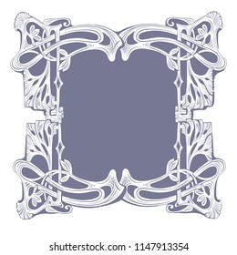 Squarer decorative frame with flowery art Nouveau ornament.