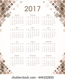 Squares 2017 calendar template for commercial and private use